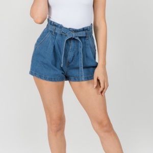 High waist denim shorts.
